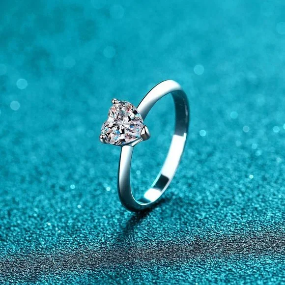 Certified 2ct. t.w. Moissanite Diamond Heart Engagement Ring NEW